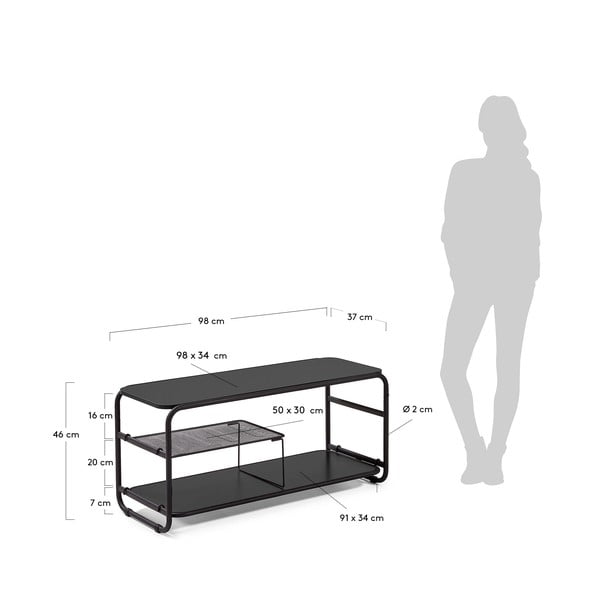 Črna TV omarica Kave Home Academy, 98 x 46 cm-image-4