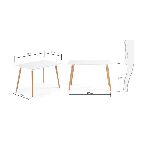 Jedilna miza iz bukovega lesa Kave Home Daw, 120 x 75 cm-image-3