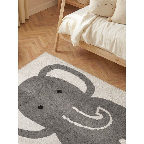 Siva/kremno bela pralna/ročno tkana bombažna otroška preproga 140x200 cm Snuggle Emil – Hanse Home-image-2