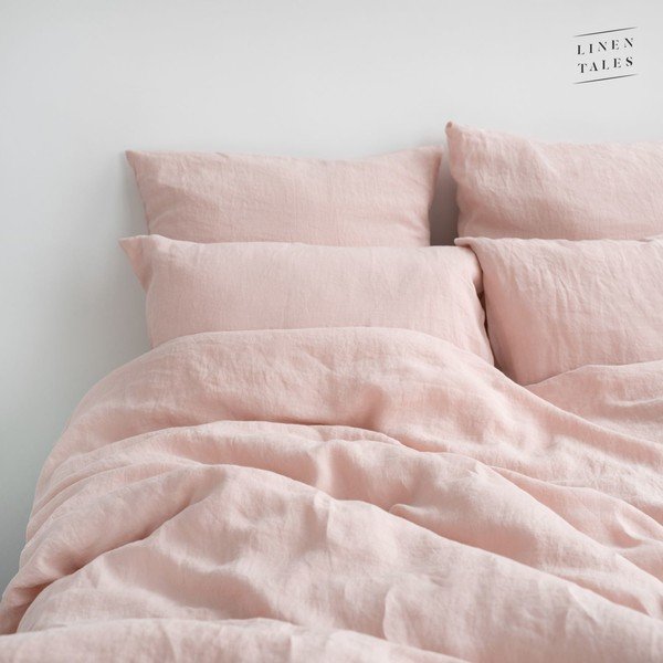 Svetlo rožnata lanena prevleka za odejo za zakonsko posteljo/podaljšana 200x220 cm Misty Rose – Linen Tales-image-1