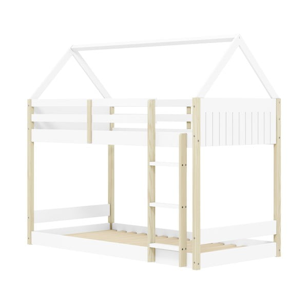 Otroški pograd v obliki hiške v beli in naravni barvi 90x190 cm Valka – Marckeric-image-2