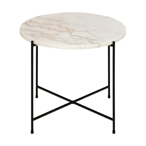 Okrogla stranska mizica z marmorno mizno ploščo ø 52 cm Avila – Actona-image-4