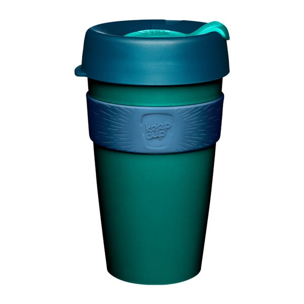 Zeleno-modra potovalna skodelica s pokrovom KeepCup Polaris, 454 ml