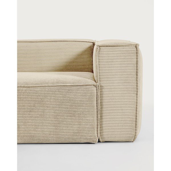 Bež sedežna garnitura iz rebrastega žameta 210 cm Blok – Kave Home-image-2