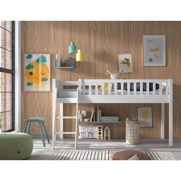 Bela dvignjena otroška postelja iz masivnega bora 90x200 cm SCOTT – Vipack-image-3