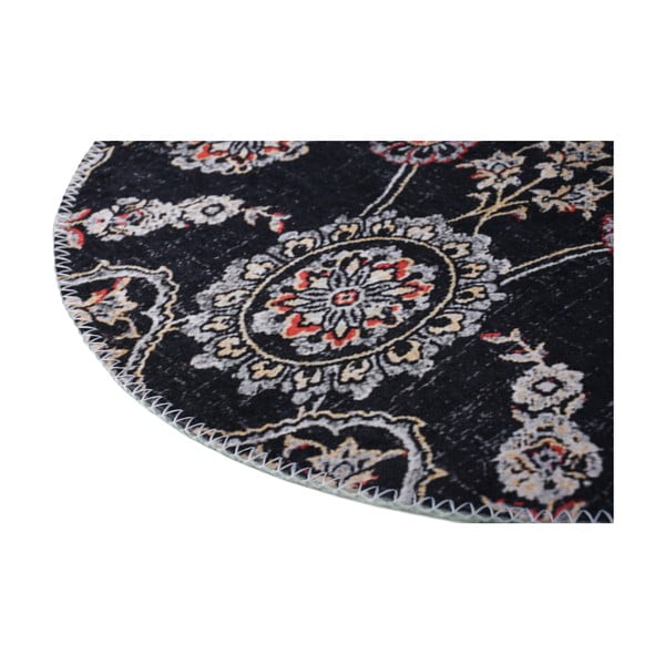Črna pralna okrogla preproga ø 100 cm – Vitaus-image-2