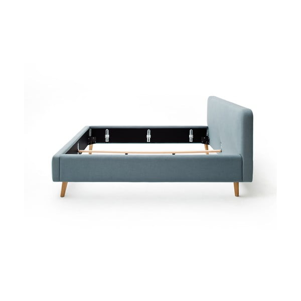 Prašno modra oblazinjena zakonska postelja brez letvenega dna 140x200 cm Mattis – Meise Möbel-image-4