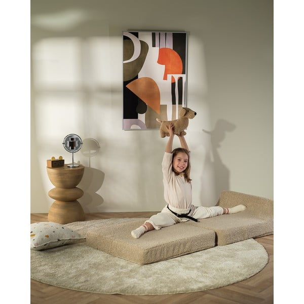 Svetlo rjav otroški fotelj iz tkanine bouclé Flipster – Wigiwama-image-4