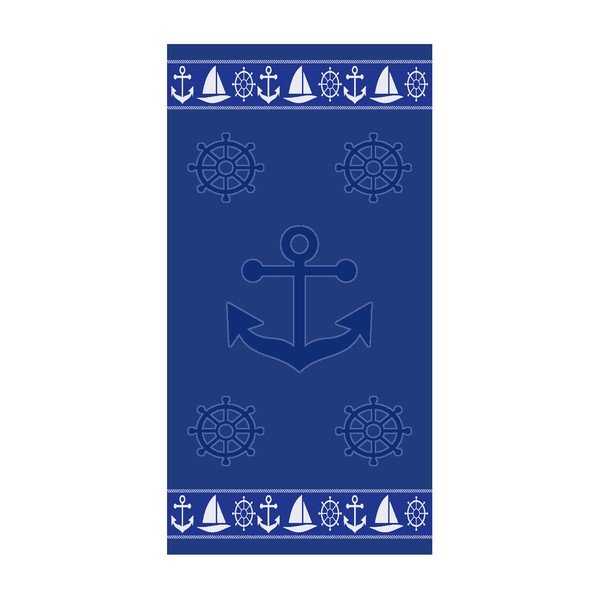 Modra bombažna brisača za na plažo 70x140 cm Anchor – B.E.S.