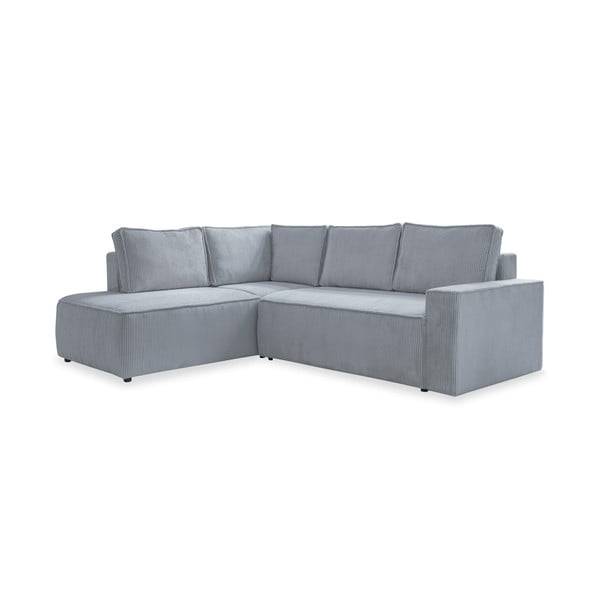 Svetlo siva raztegljiva kotna sedežna garnitura iz rebrastega žameta (levi kot) Brave Dave – Miuform