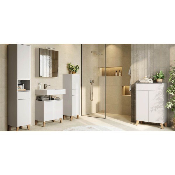 Kremno bela omarica za pod umivalnik v mat dekorju 60x59 cm Arnea – Germania-image-4