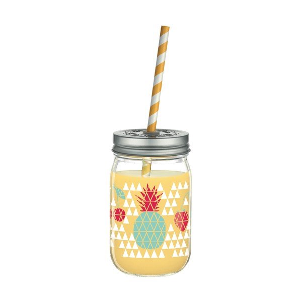 Kozarec s pokrovom in slamico Ritzenhoff Kathrin Stockebrand Ananas, 445 ml