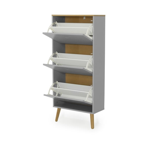Siva omara za čevlje z nogami iz hrastovega lesa s 3 predali Tenzo Dot-image-3