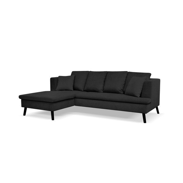 Črna sedežna garnitura z desnim ležalnikom Cosmopolitan design Hamptons-image-1