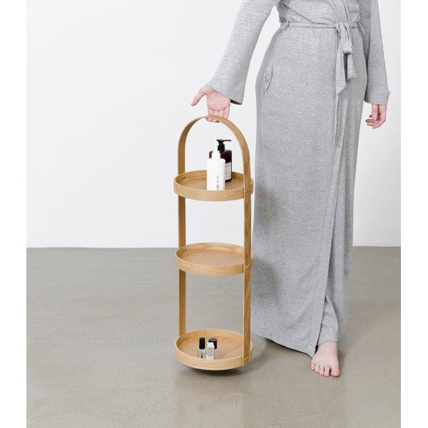Stojalo za kopalnico iz hrastovega lesa Wireworks Round Caddy Mezza, 3 police-image-1