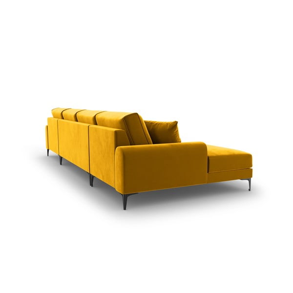 Rumena žametna sedežna garnitura v U obliki Mazzini Sofas Madara-image-3