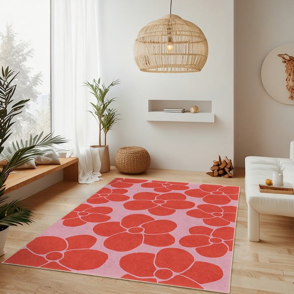 Rdeč/rožnat pralen tekač 80x200 cm Poppy Fields – Mila Home-image-2