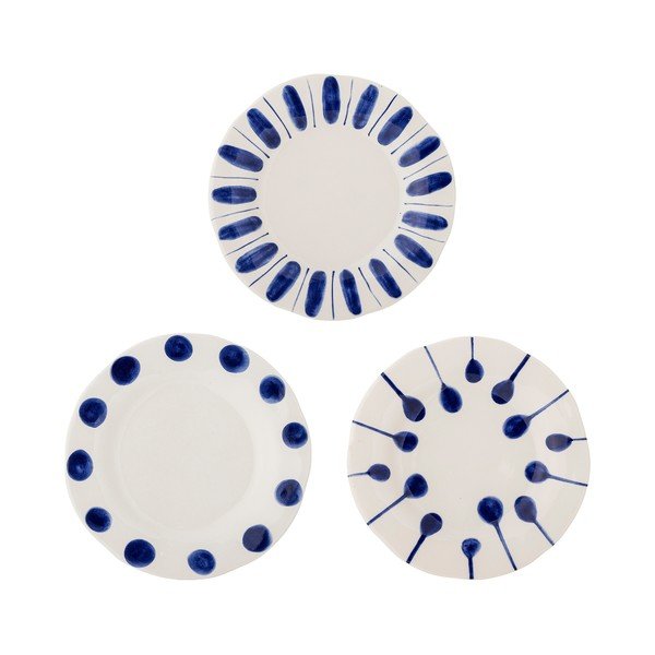 Beli/modri desertni krožniki v kompletu 3 ks iz kamenine ø 22 cm Linora – Bloomingville