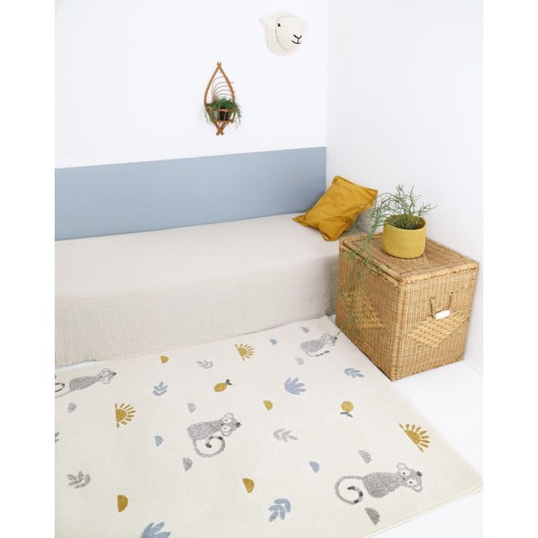 Bež Nattiot Little Wild Monkey otroška preproga, 135 x 190 cm-image-1
