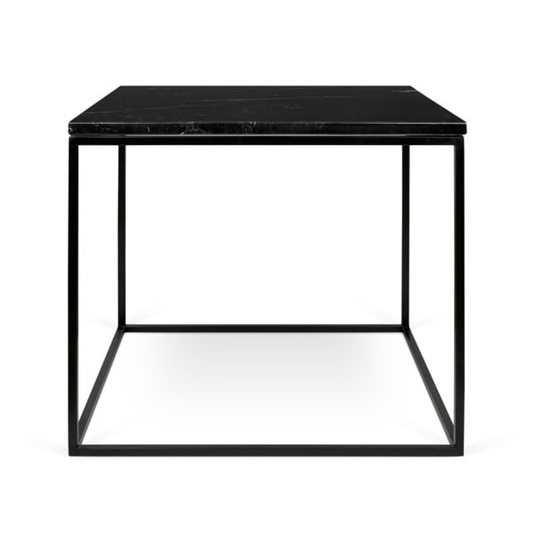 Črna marmorna mizica s črnimi nogami TemaHome Gleam, 50 x 50 cm