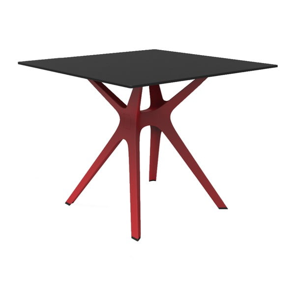 Jedilna miza z rdečimi nogami in črnim vrhom, primerna za uporabo na prostem Resol Vela, 90 x 90 cm