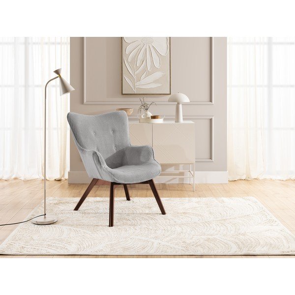 Siv fotelj iz rebrastega žameta Niko – Ropez-image-4