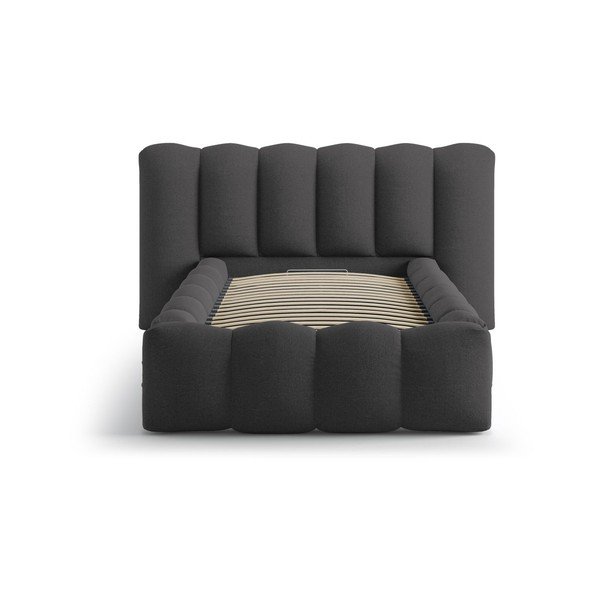 Antracitno siva oblazinjena postelja s prostorom za shranjevanje in z letvenim dnom 90x200 cm Lupine – Micadoni -image-3