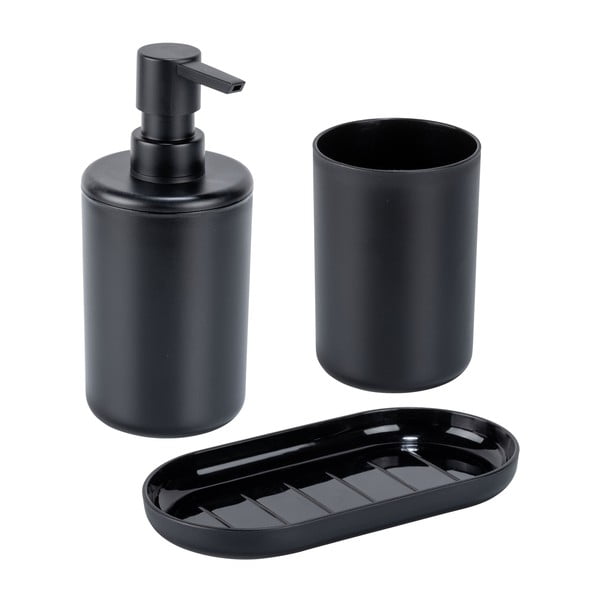 Črn plastičen komplet pripomočkov za kopalnico Fano – Allstar-image-1