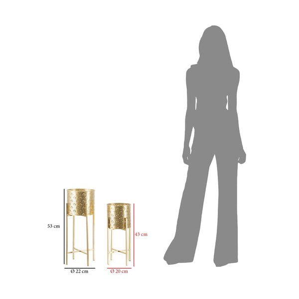 Komplet 2 zlatih stojal za cvetlične lonce Mauro Ferretti Golvy, višina 52 cm-image-2