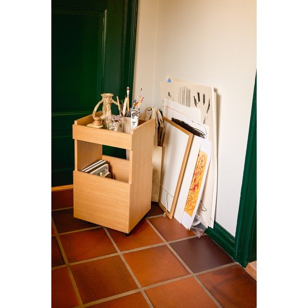 Servirni voziček na kolesih v hrastovem dekorju 35x40 cm Forma – Hübsch-image-2
