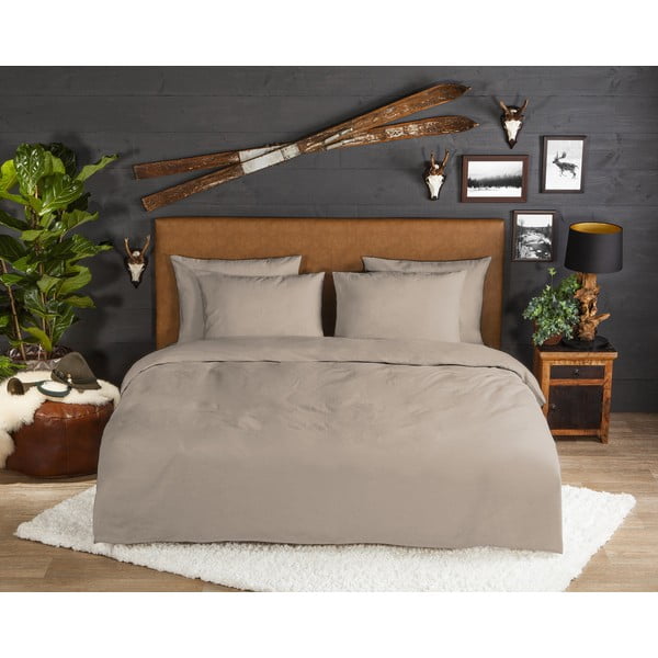 Rjava flanelna posteljnina za zakonsko posteljo/podaljšana 200x220 cm – Good Morning-image-1