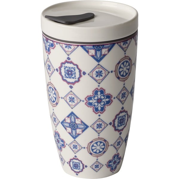 Modro-bel porcelanast lonček to go Villeroy & Boch Like To Go, 350 ml