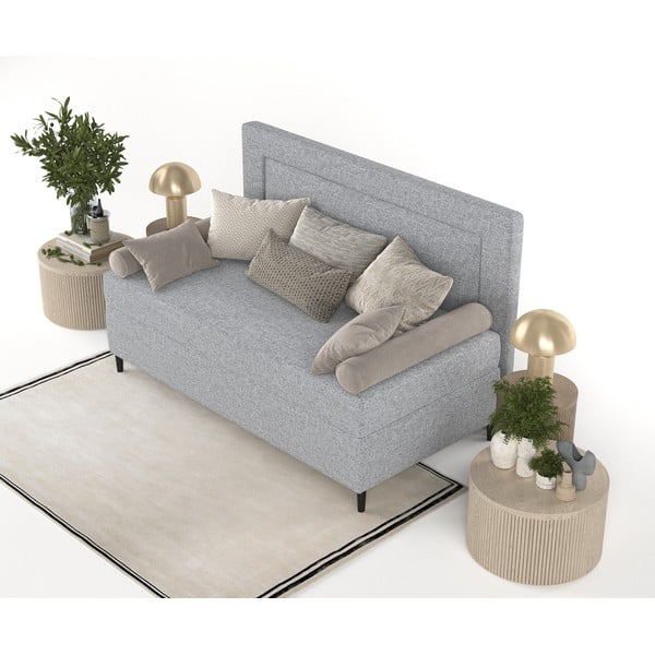 Siva oblazinjena postelja 100x200 cm Alba – Maison de Rêve-image-3