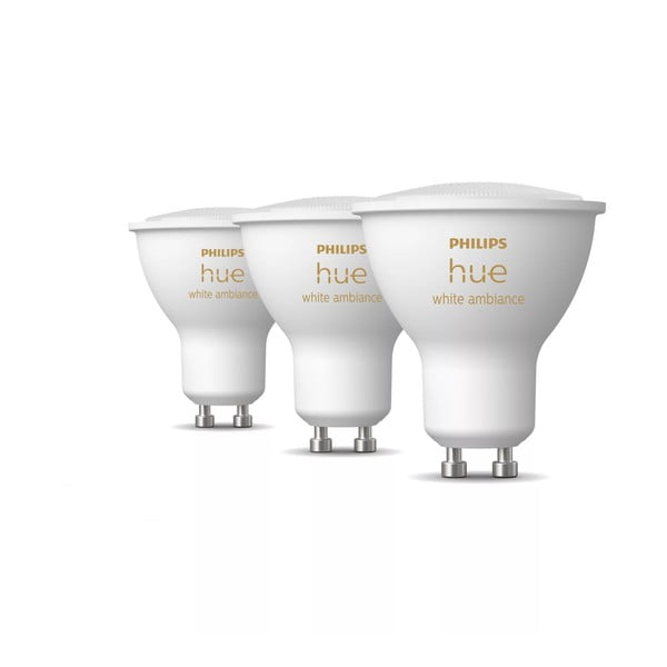 LED žarnice v kompletu 3 ks z žarnico GU10, 4 W White ambiance – Philips Hue