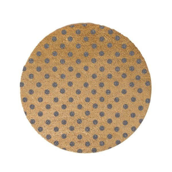 Siva okrogla preproga iz naravnega kokosovega vlakna Artsy Doormats Dots, ⌀ 70 cm