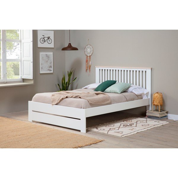 Bela zakonska postelja z letvenim dnom 140x190 cm Leba - Marckeric-image-1