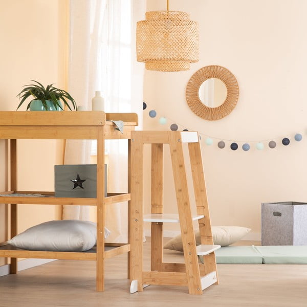 Bel bambusov stolček pomagalček – Roba-image-1