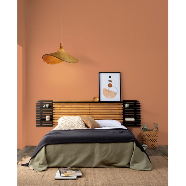 Črno/naravno vzglavje iz masivnega bora 240x62 cm Dimas – Marckeric-image-1