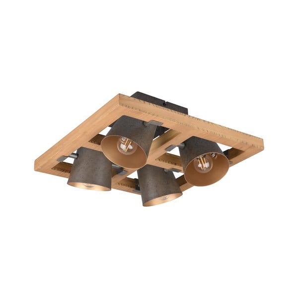 Stropna svetilka s kovinskim senčilom v temno sivi in naravni barvi 39x39 cm Bell – Trio