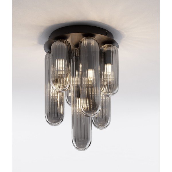 Siva steklena stropna svetilka s steklenim senčilom Gustave – Nova Luce-image-1