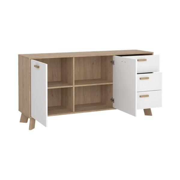 Bela komoda v hrastovem dekorju 147x73x39 cm Ikast – Tvilum-image-3