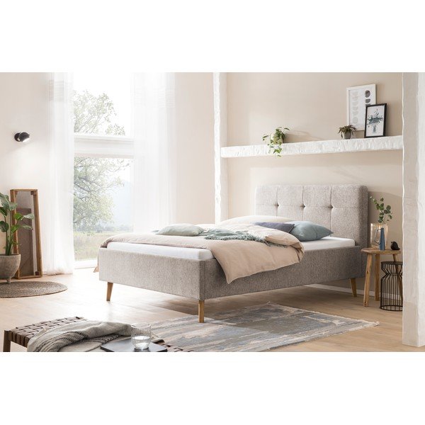 Siva/rjava oblazinjena zakonska postelja brez letvenega dna 140x200 cm Smart – Meise Möbel-image-1