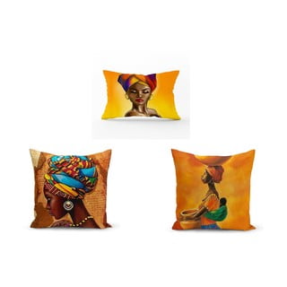 Komplet 3 prevlek za vzglavnik Minimalist Cushion Covers African Culture, 45 x 45 cm
