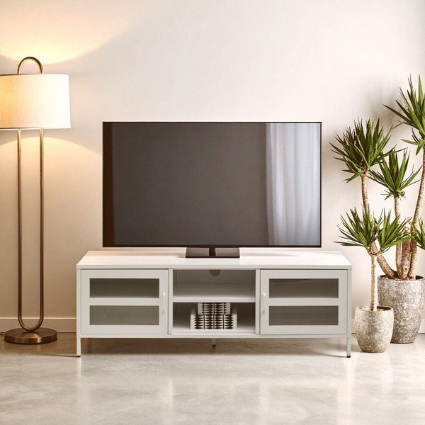 Bela jeklena TV omarica 150x50x45 cm Acier – Premier Housewares-image-1