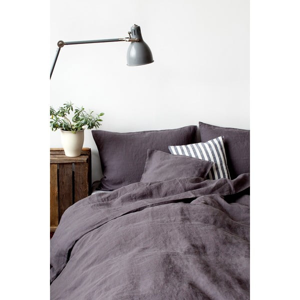 Temno siva platnena prevleka za vzglavnik Linen Tales, 70 x 90 cm-image-1