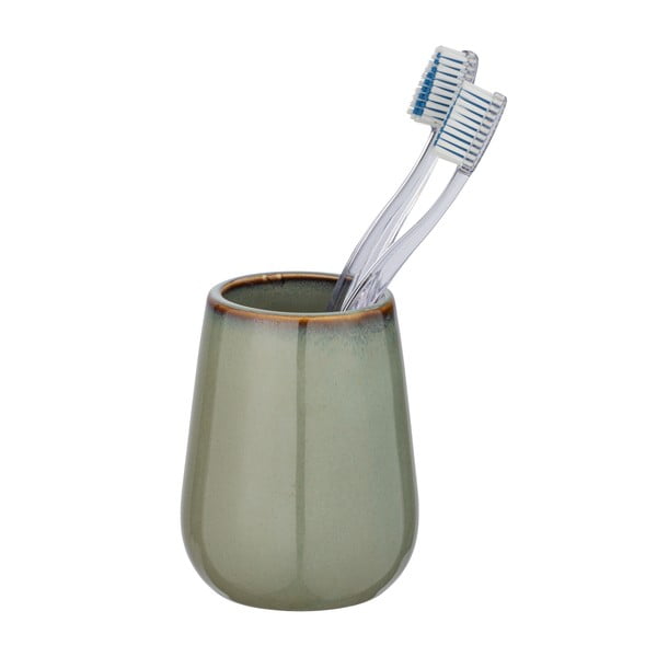 Zelena keramična skodelica za zobno ščetko Wenko Sirmione-image-1