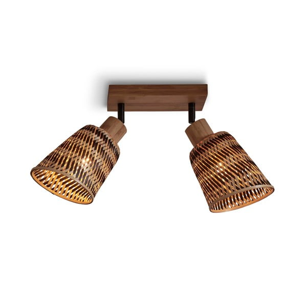 Rjava stropna svetilka z bambusovim senčnikom ø 15 cm Java – Good&Mojo