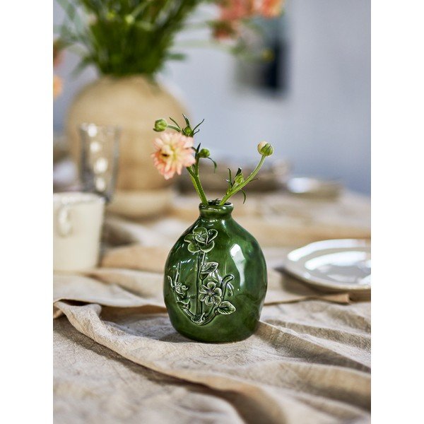 Zelena vaza iz kamenine (višina 13,5 cm) Ramia – Bloomingville-image-1