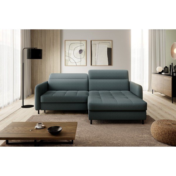 Prašno zelena žametna raztegljiva/s prostorom za shranjevanje kotna sedežna garnitura (desni kot/z ležalnikom) Gomsi – ELTAP-image-3