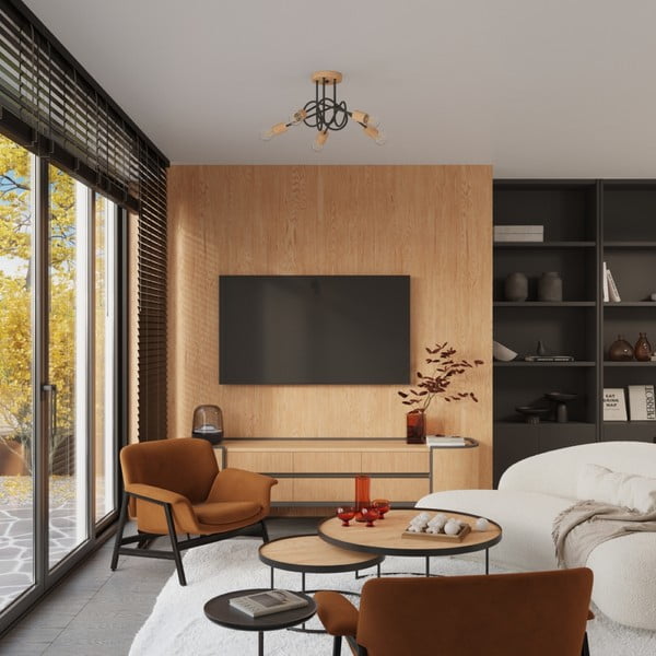 Črna/naravna stropna svetilka 15x61 cm Tumber – Sollux-image-4